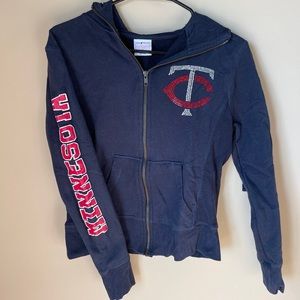 Navy Blue Rhinestone Minnesota Twins Zip Up